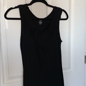 Black Tank V Neck w Ruffles
